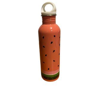 Old Navy Stainless Steel Water Bottle Pink Watermelon Seeds White Screw On Lid